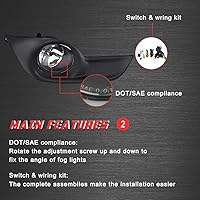 Vista 6 de Lámparas antiniebla de conducción de repuesto para Nissan Altima 2013 2014 2015 con bombillas halógenas H11 12V 55W y bisel negro cromado e