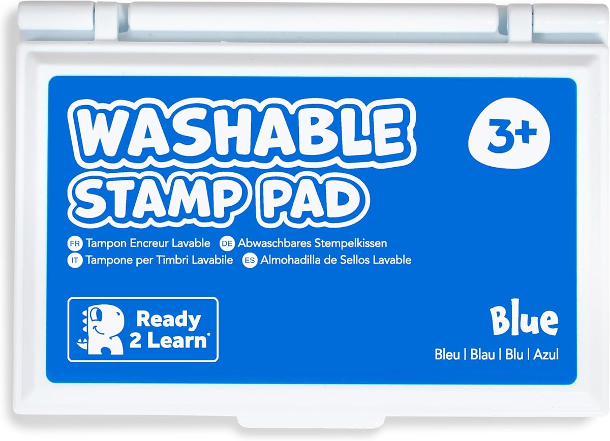 Ready 2 Learn Washable Stamp Pad for Kids, Blue | Non-Toxic Ink Pad for Stamps, Fade Resistant, Decorate Scrapbooks, Posters and Cards