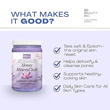 BeBeauty Lavender Orchid Honey Mineral Salt 32 oz