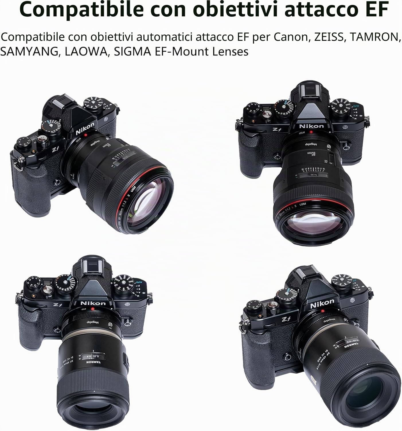 Megadap EFTZ21 - Adattatore per messa a fuoco automatica, compatibile con obiettivo Canon EF su fotocamera Nikon Z Mount ZFC Z9 Z8 Z7II Z7 Z6II Z50