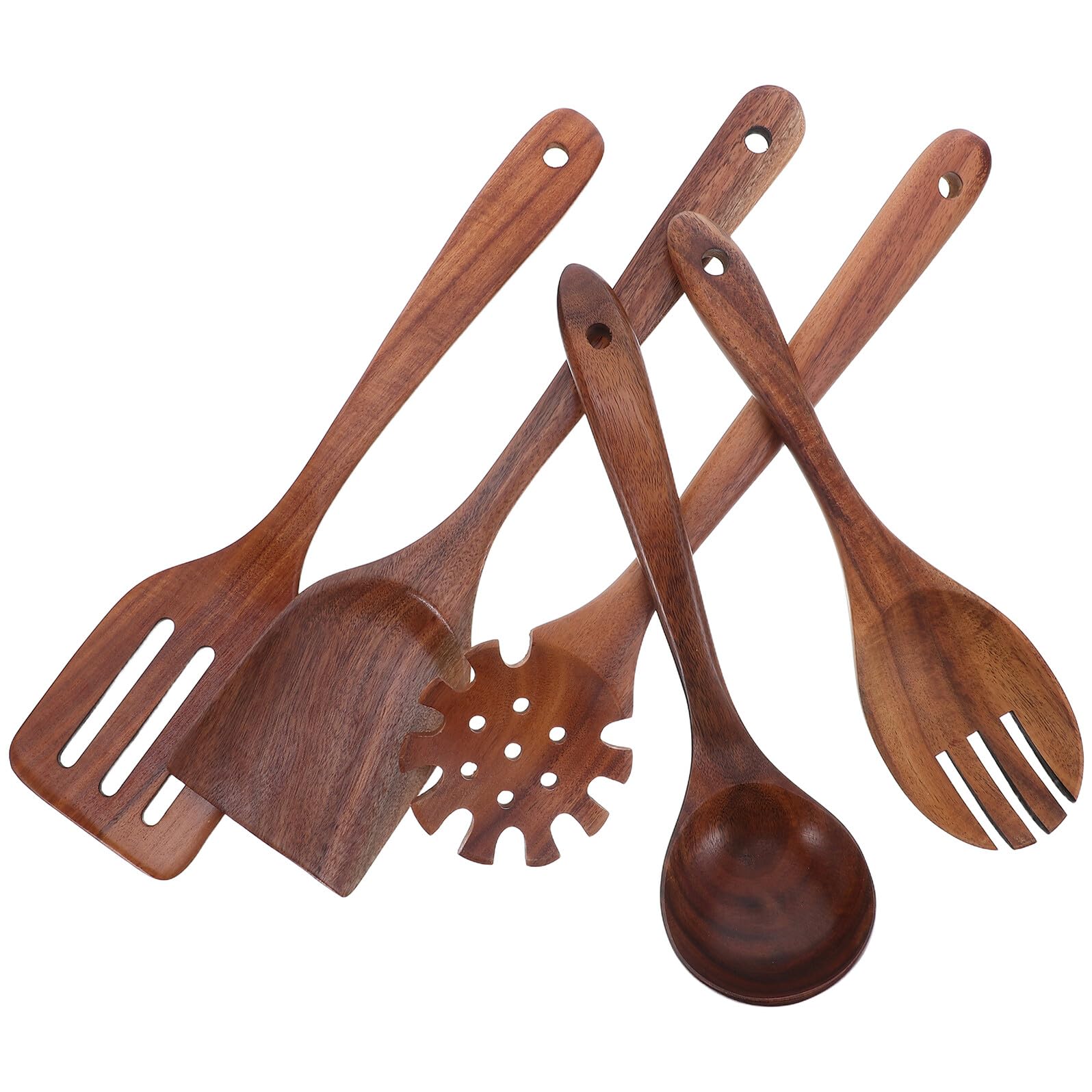 VALICLUD Holzlöffel-Set mit Pfannenwender Rührlöffel und Schöpfkelle aus Holz für Kochutensilien Küchenhelfer aus Olivenholz für Backen und Braten