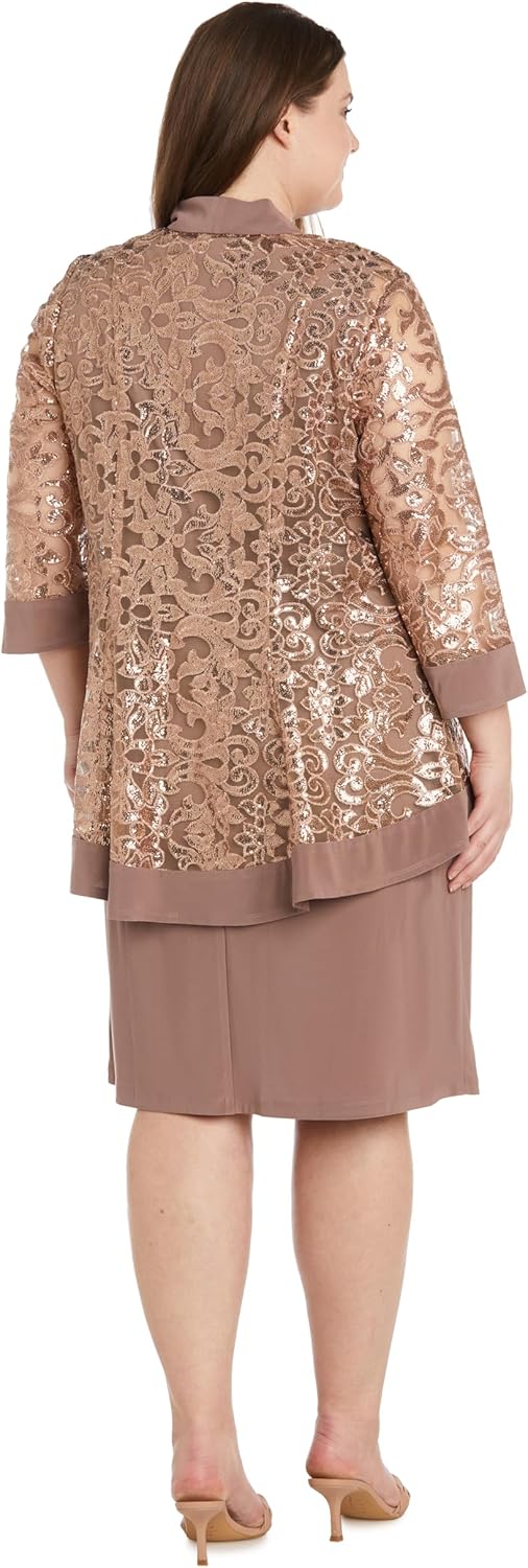 R&M Richards Womens Formal Sequined Jacket Dress - Image 6