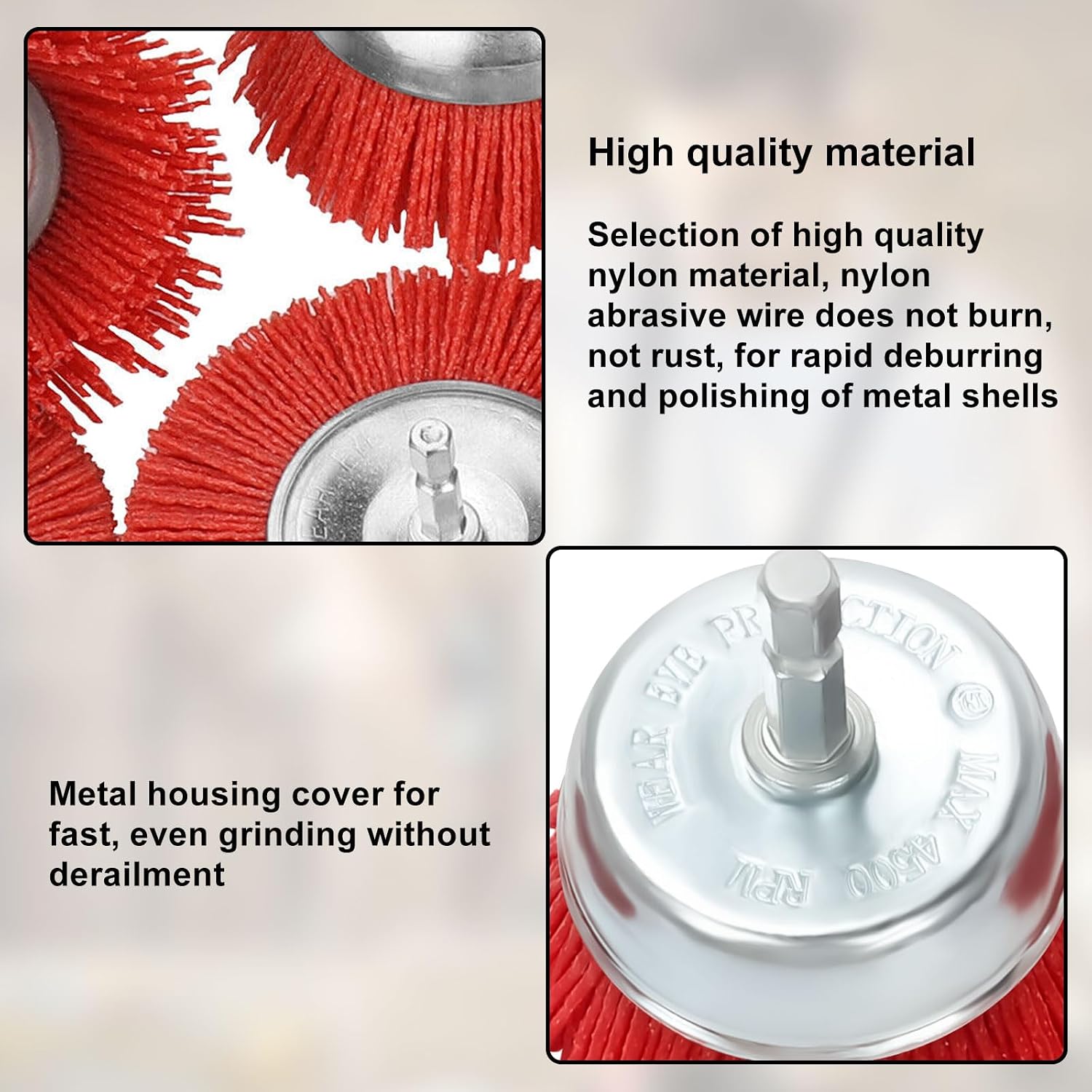 Qivine 8 Pack Nylon Filament Abrasive Wheel, Nylon Cup Drill Wire Brush Set, Abrasive Drill Bit Sanding Brushes with 1/4 Inch Hex Shank 8 Sizes for Removal of Rust Corrosion Paint