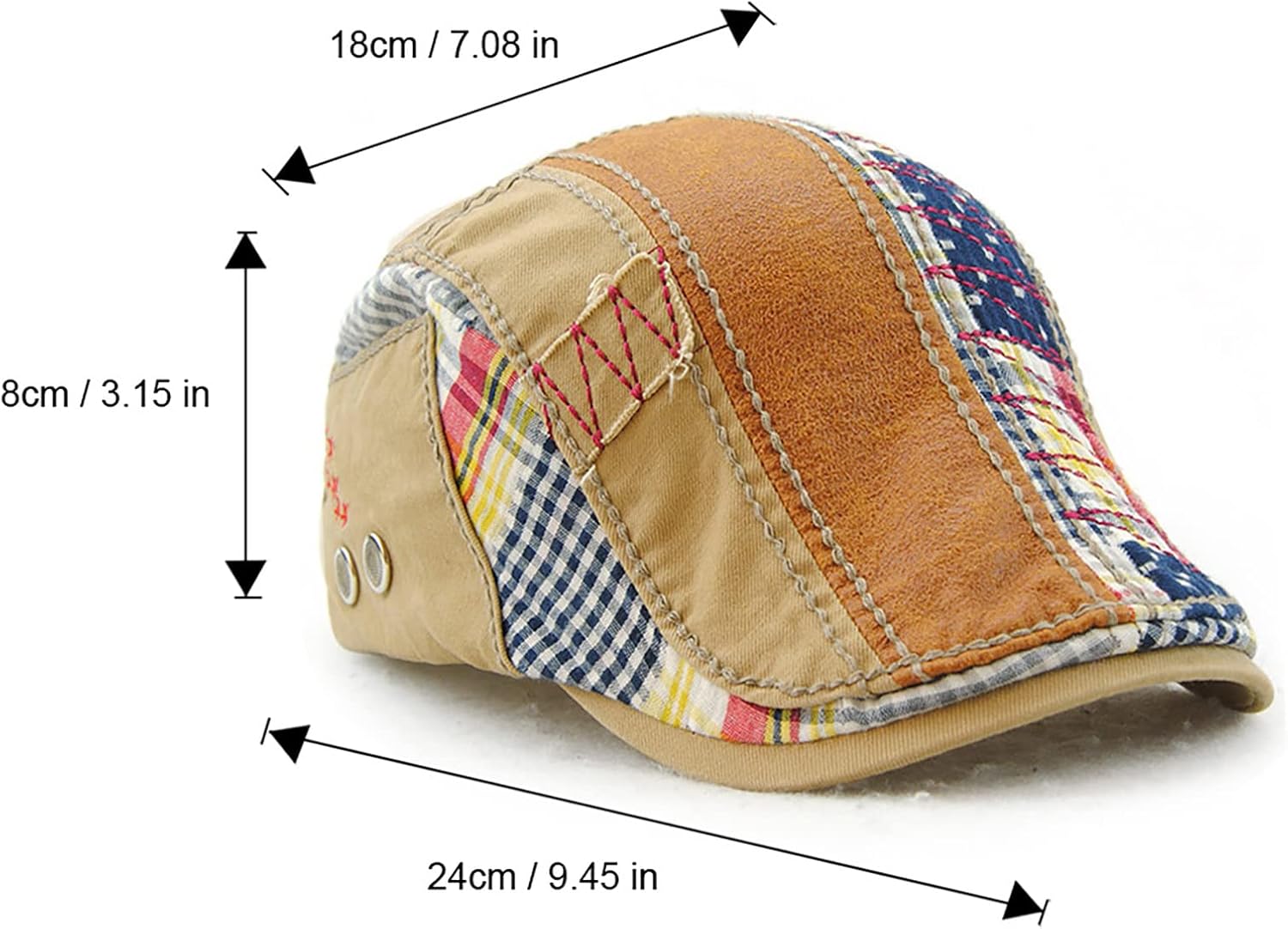 Vista 4 de M MOACC Men Beret Hat Cotton Adjustable Newsboy Hats Cabbie Gatsby Cap Driving Flat Caps