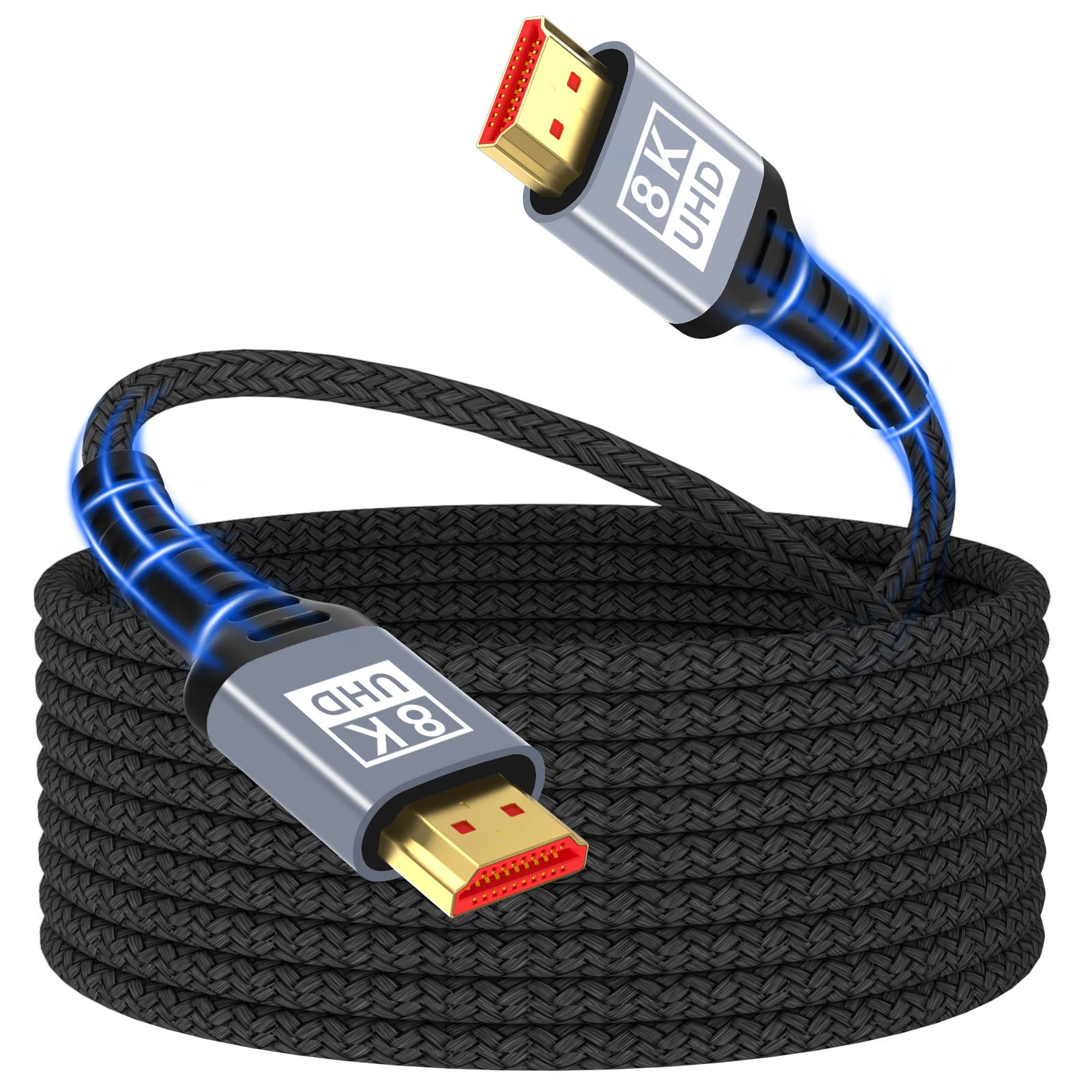 Cavo HDMI 2.1 5metri Cavo HDMI 8K,48Gbps ad altissima velocità 8K@60Hz 4K@120Hz 7680P,HDMI 2.1 supporta HDR10 eARC 3D HDCP 2.2 e 2.3,compatibile con PS5/4 X-Box HDTV Lettore Blu-ray/monitor/laptop