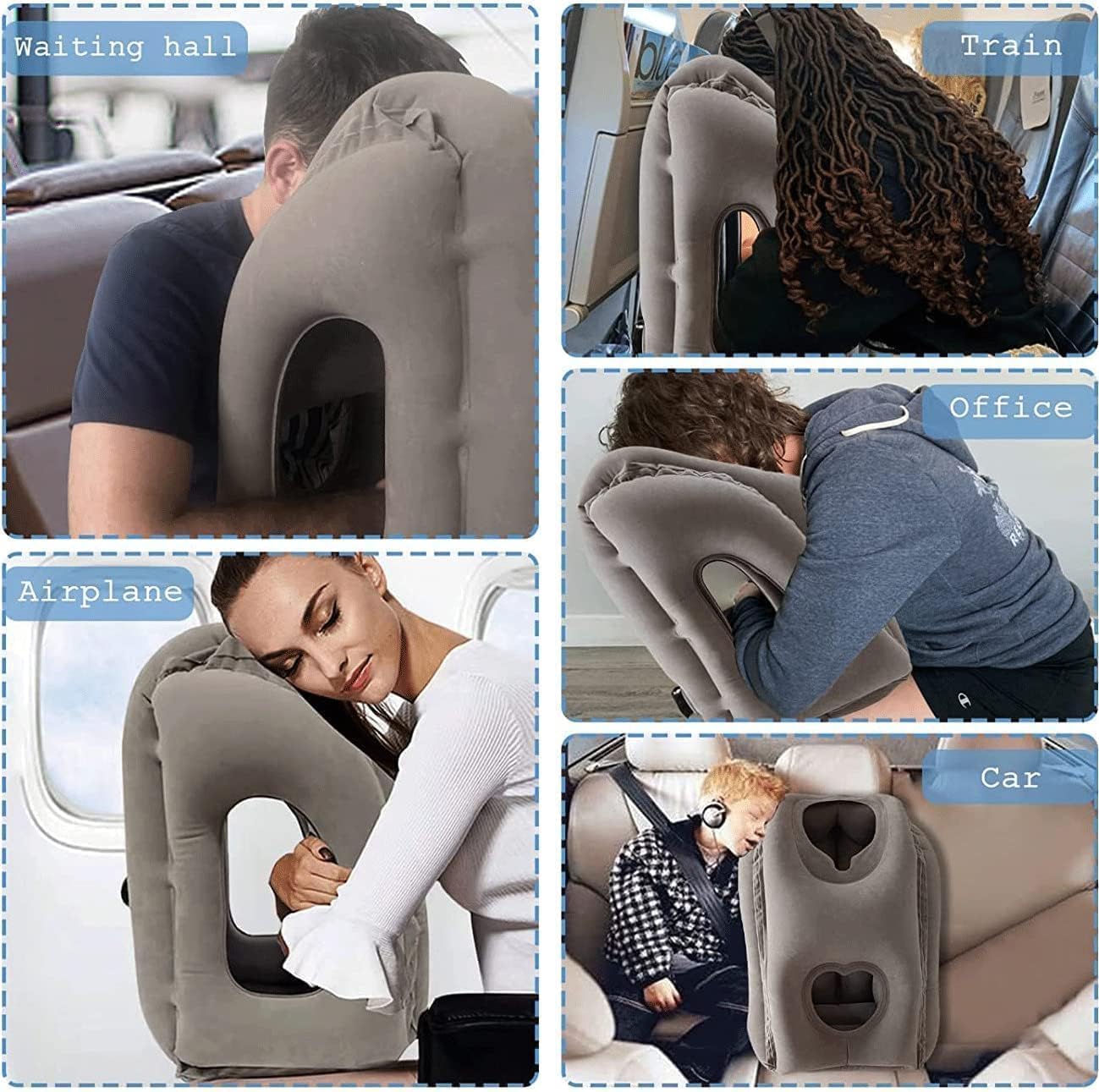 Cuscino Da Viaggio Gonfiabile Per Collo - Supporto Cervicale Per Aereo, Auto, Campeggio, Nero