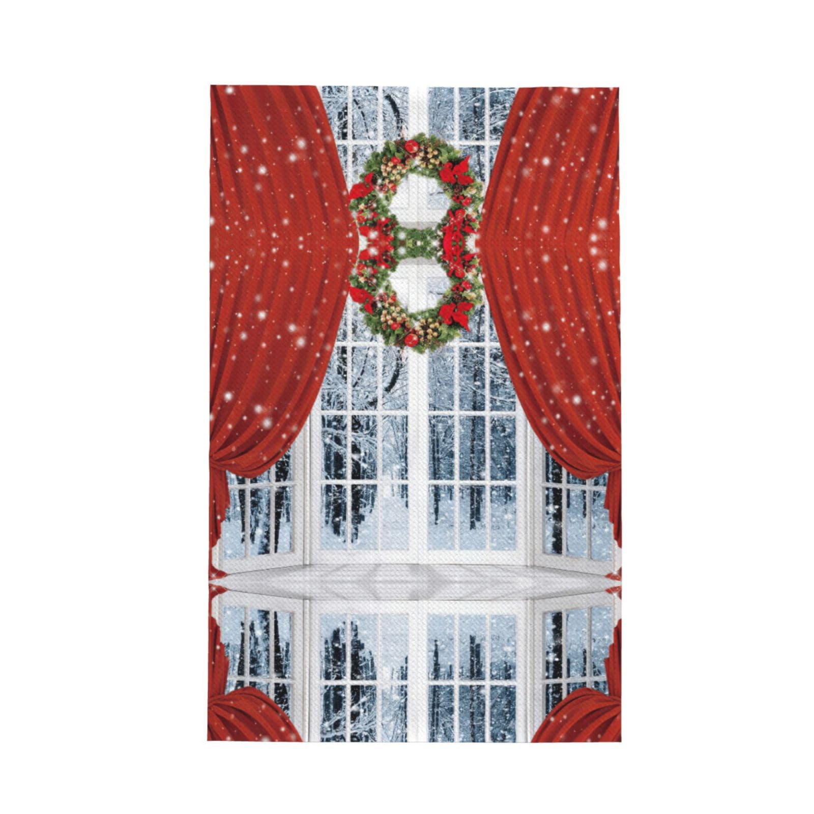 XXahnbm Red Christmas Print Waffle Kitchen Towel,Absorbent Hand Towel