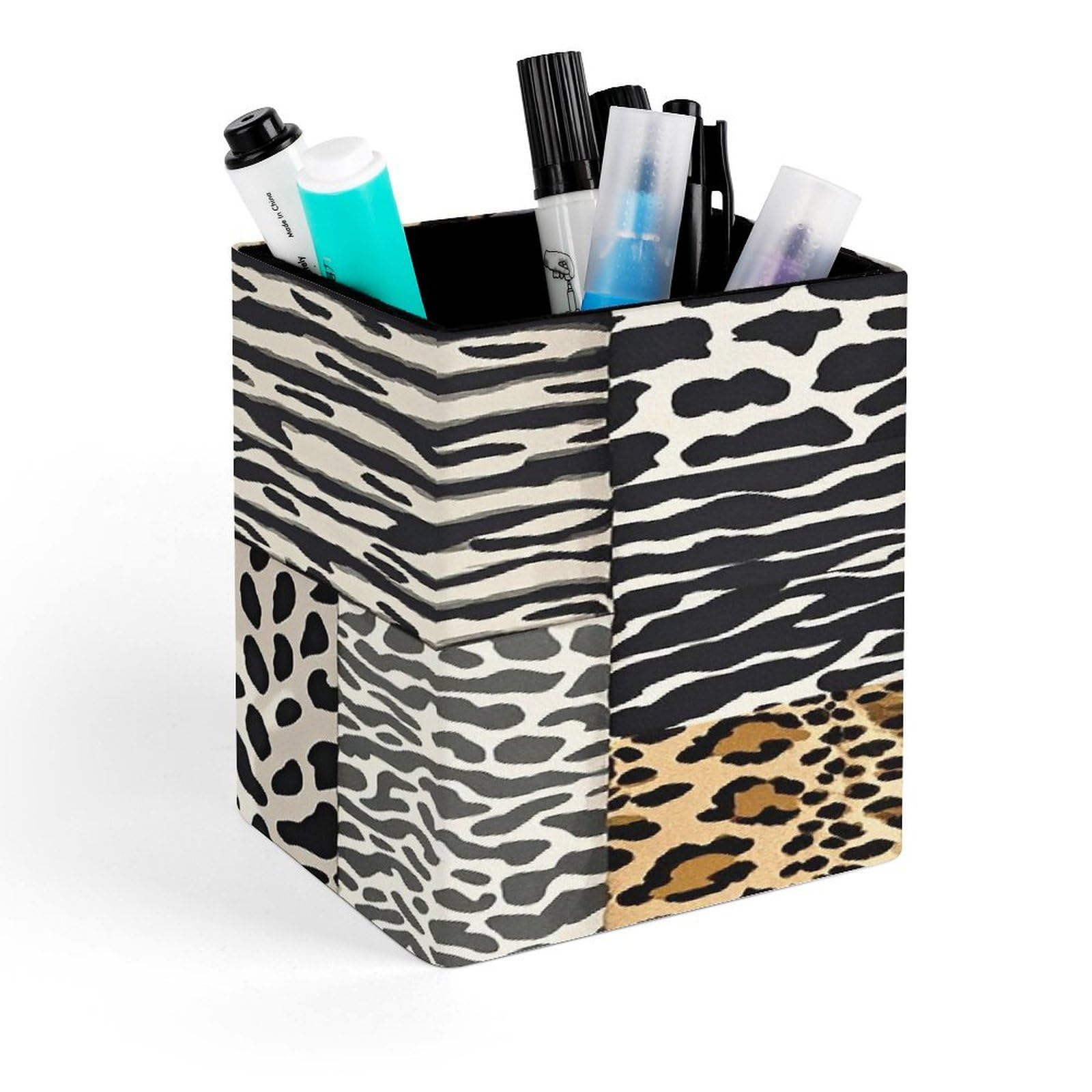LZQPOEAS Leopard with Brownish Pen Holder Modern Design Desktop Stationery Organizer Simple&Modern Minimalist Makeup Organizer Multi-Functional Pencil Holder for Office Home