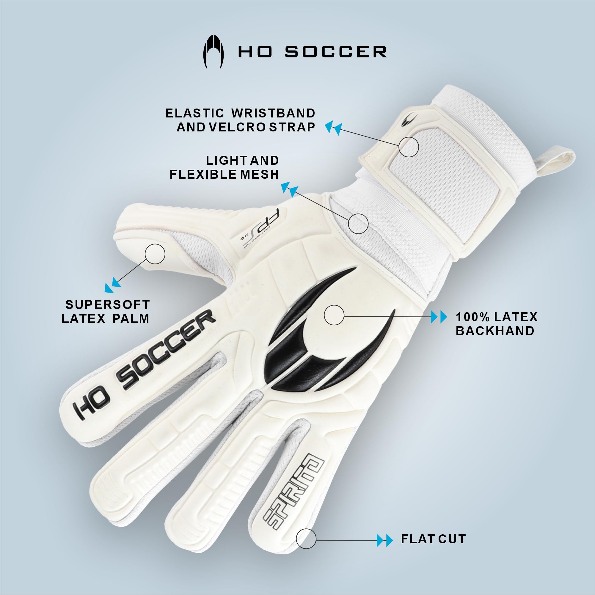 Guantes de Portero HO Soccer SPIRITO White Protek Flat Blanco