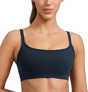 Butterlift Double Lined Scoop Neck Sports Bras for Women - Spaghetti Straps U Back Yoga Top Non Padded