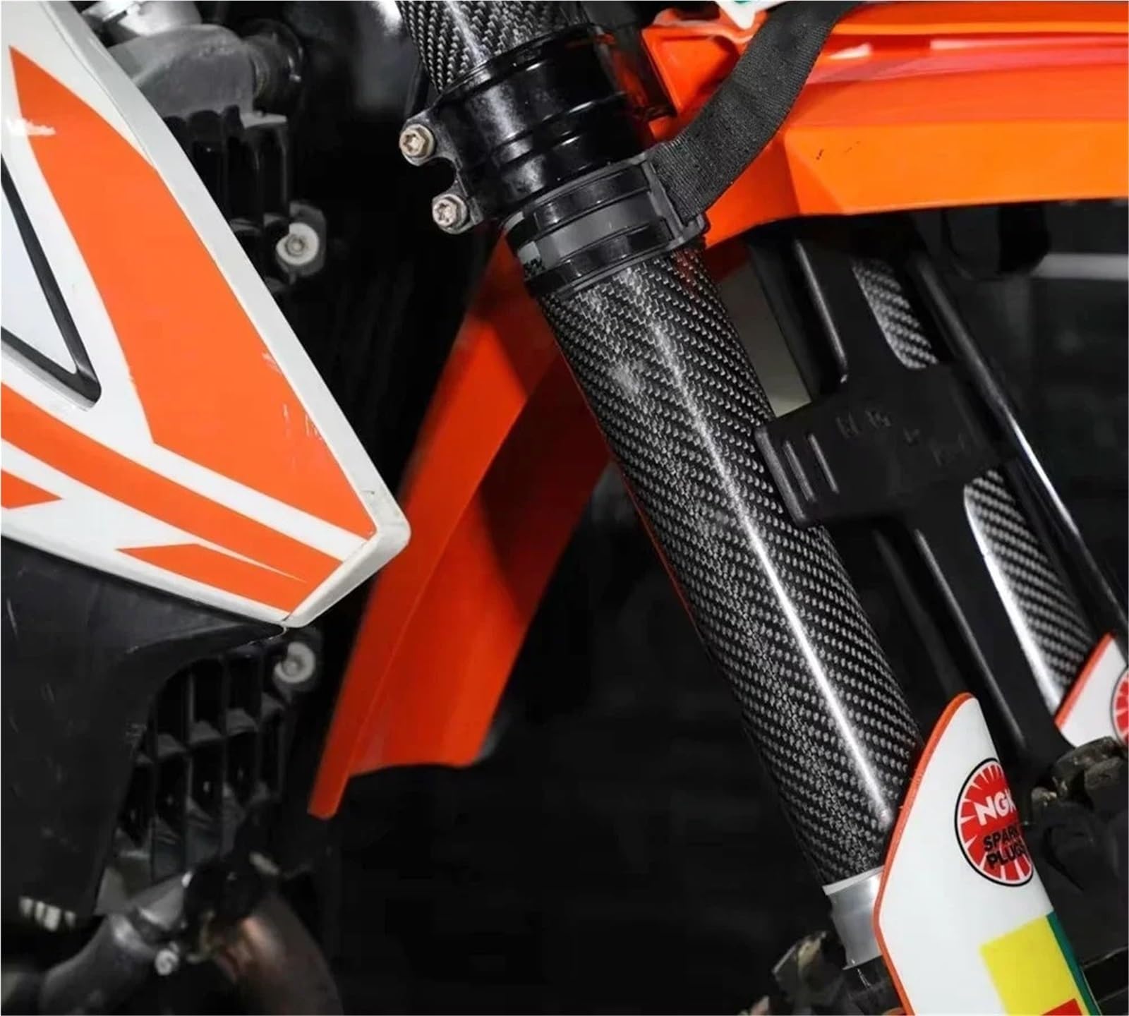 Adatto per K&TM EXC SX XCF XCW 125 250 350 Moto 160-260 MILLIMETRI In Fibra di Carbonio Regolabile Forcella Anteriore Shock Guard Protector protezione forcella(172mm 1 pair)