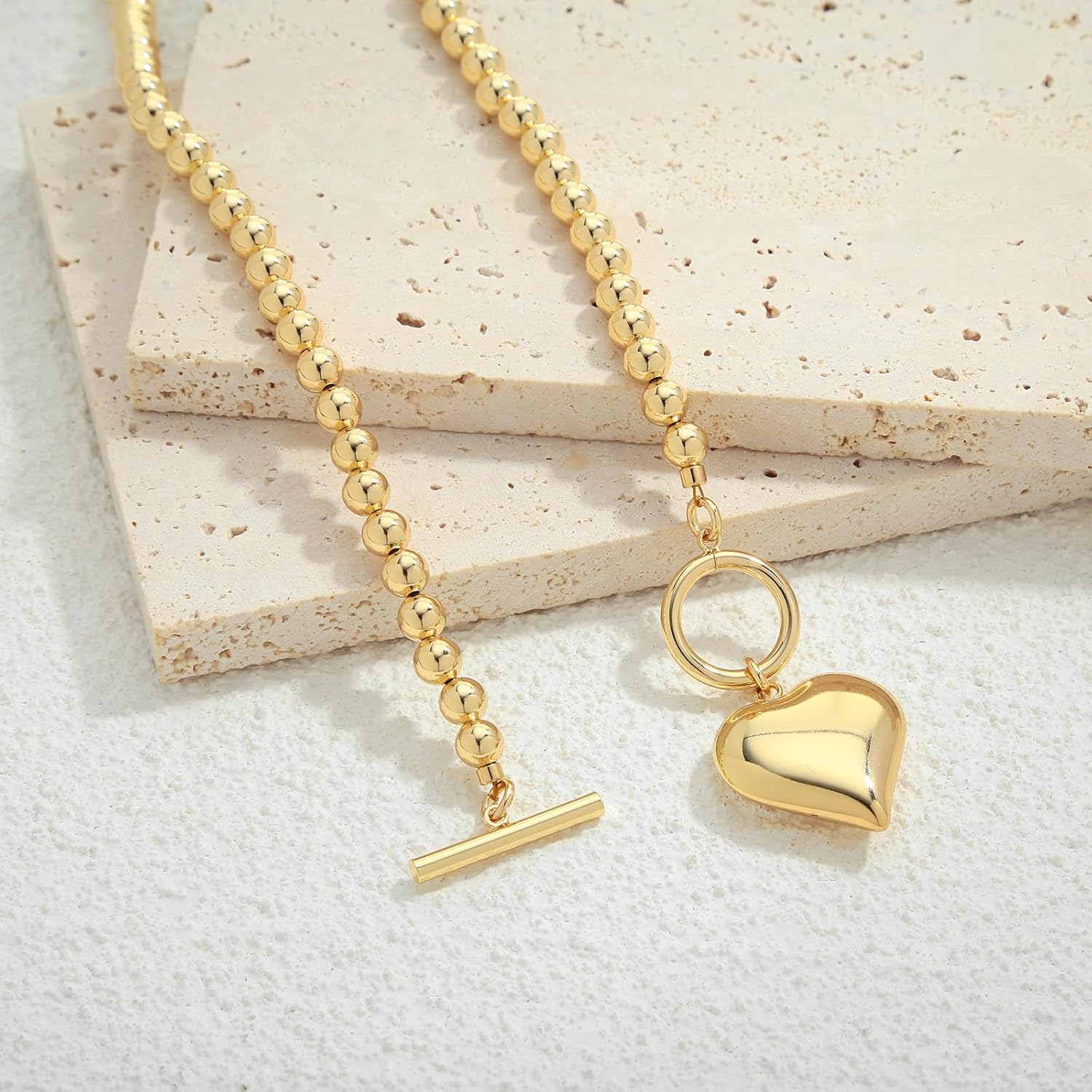 Heart Pendant Necklaces for Women Statement Chunky Chain Necklace Love Heart Charm Choker Necklace - Image 6