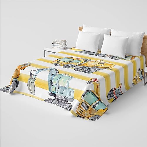 Miniatura 4 de BailiPromise Juego de sábanas de construcción de tamaño individual para niños, juego de sábanas de tractor de acuarela para niños, juego de sábanas