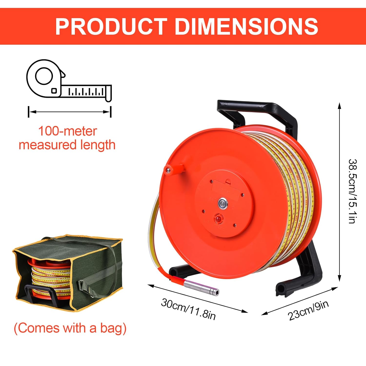 328 Ft (100 M) Water Level Gauge with 0.6 Inch Stainless Steel Probe and Steel Tape, Depth Measuring Tool with Audible Signal and Voltmeter for Borehole, Well, Pipe Use – Battery Not Included
