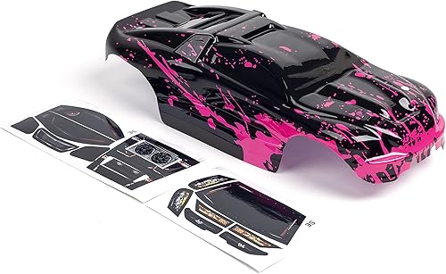 Cuerpo personalizado, color rosa intenso sobre negro, compatible con e-Revo Mini escala 116 RC coche o camión (camión no incluido) ERMN-HP-01