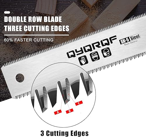 Miniatura 3 de Sierra de mano japonesa, sierra de corte al ras de 7 pulgadas, sierra de tracción de doble borde para carpintería (naranja)