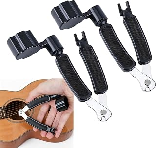 3-in-1 Guitar String Changing Tool with Winder, Cutter & Bridge Pin Remover, Multifunction Peg Turner for Acoustic Electric Bass Guitar Maintenance, Black