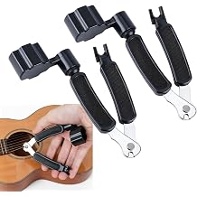 3-in-1 Guitar String Changing Tool with Winder, Cutter & Bridge Pin Remover, Multifunction Peg Turner for Acoustic Electric Bass Guitar Maintenance, Black