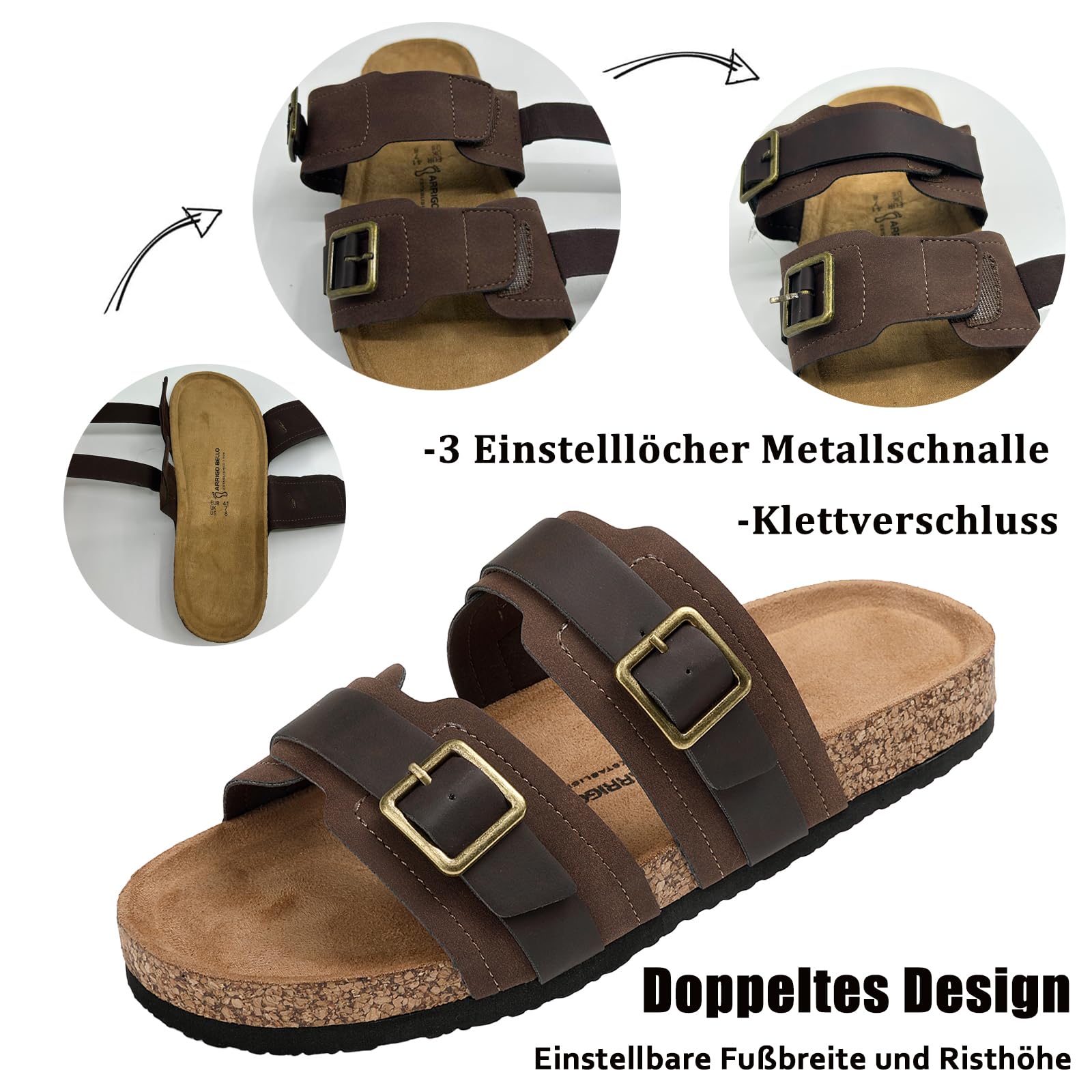 ARRIGO BELLO Pantofole Uomo Sandali Regolabile Fibbia Ciabatte Estive Scarpe da Spiaggia Traspirante EU41-46