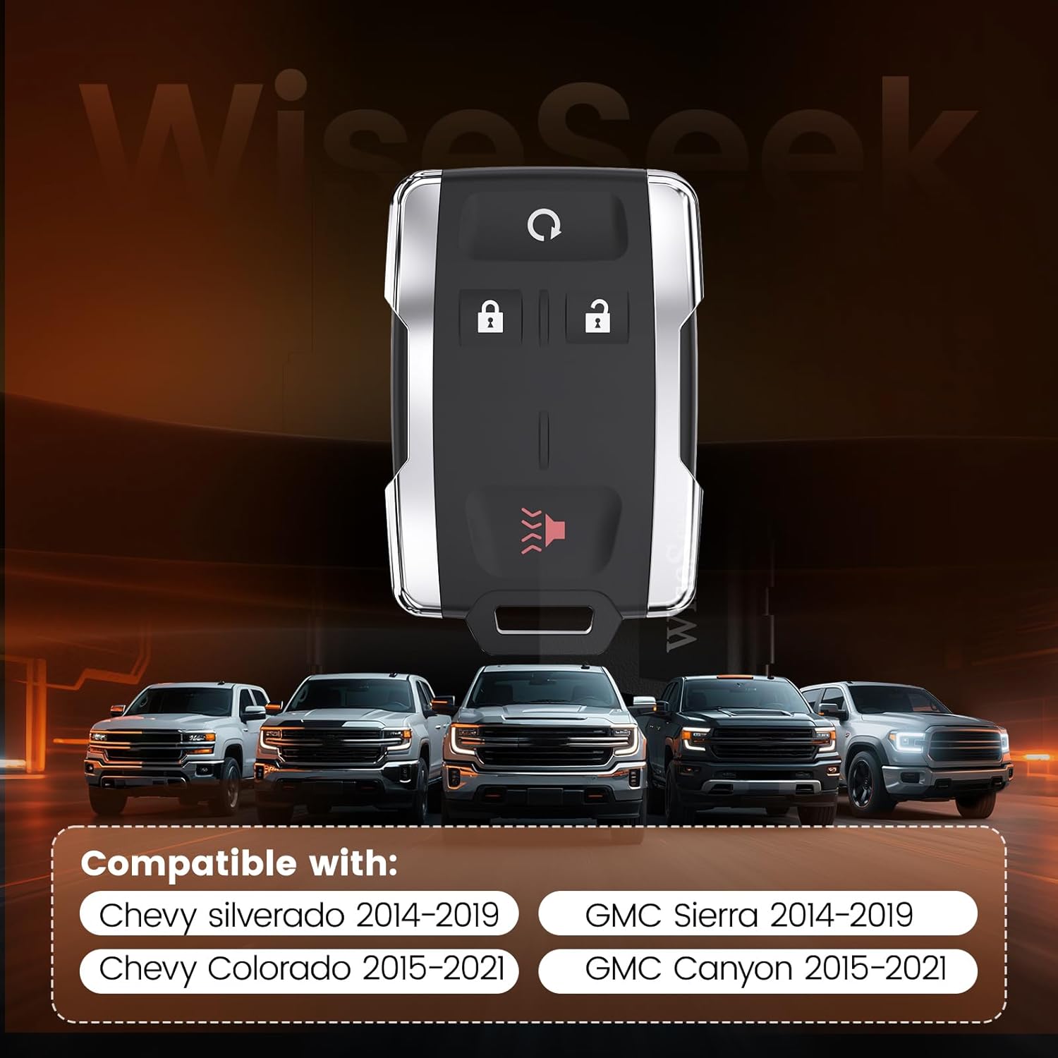 Key Fob Replacement: Keyless Entry Remote Start 315 MHz Compatible with 2015-2021 Silverado 1500 Sierra Canyon Colorado GMC/Chevy FCCID M3N32337100, 2 Set