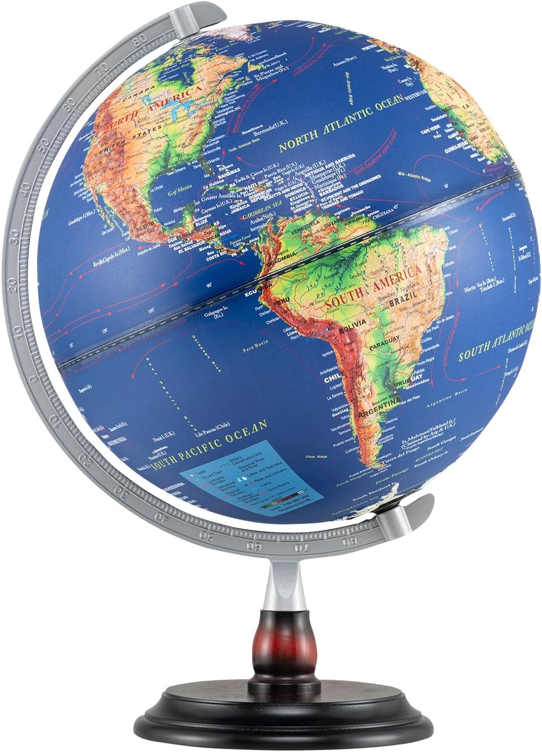 Goplus 12 Inch Illuminated World Globe, Antique Light up Rotating Globe Night Lamp with Wooden Stand, Geography Educational Desktop Decoration for Kids Adults Home Office School (Antique-Navy)