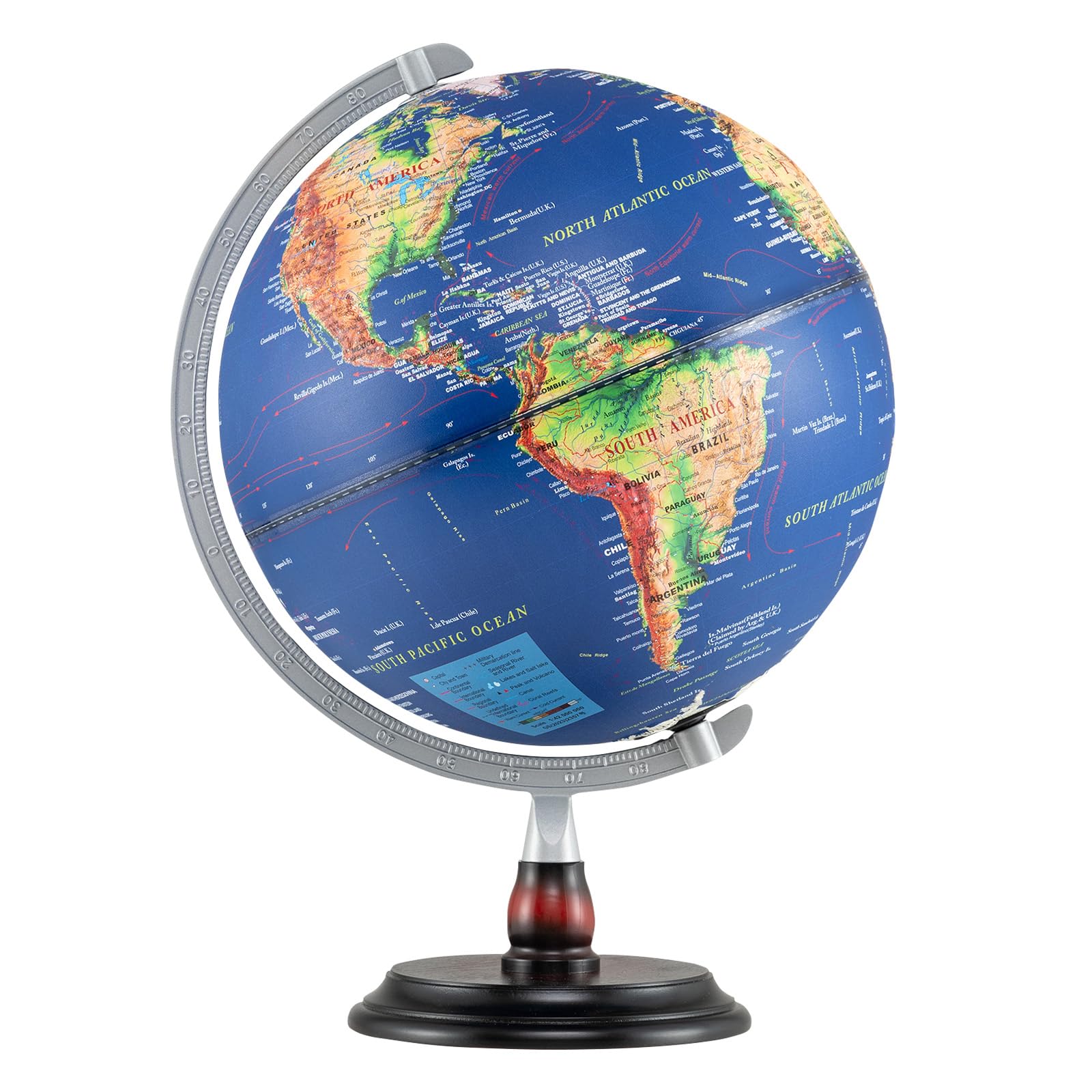 COSTWAY Mappamondo 30 cm con Luce, in l’Inglese