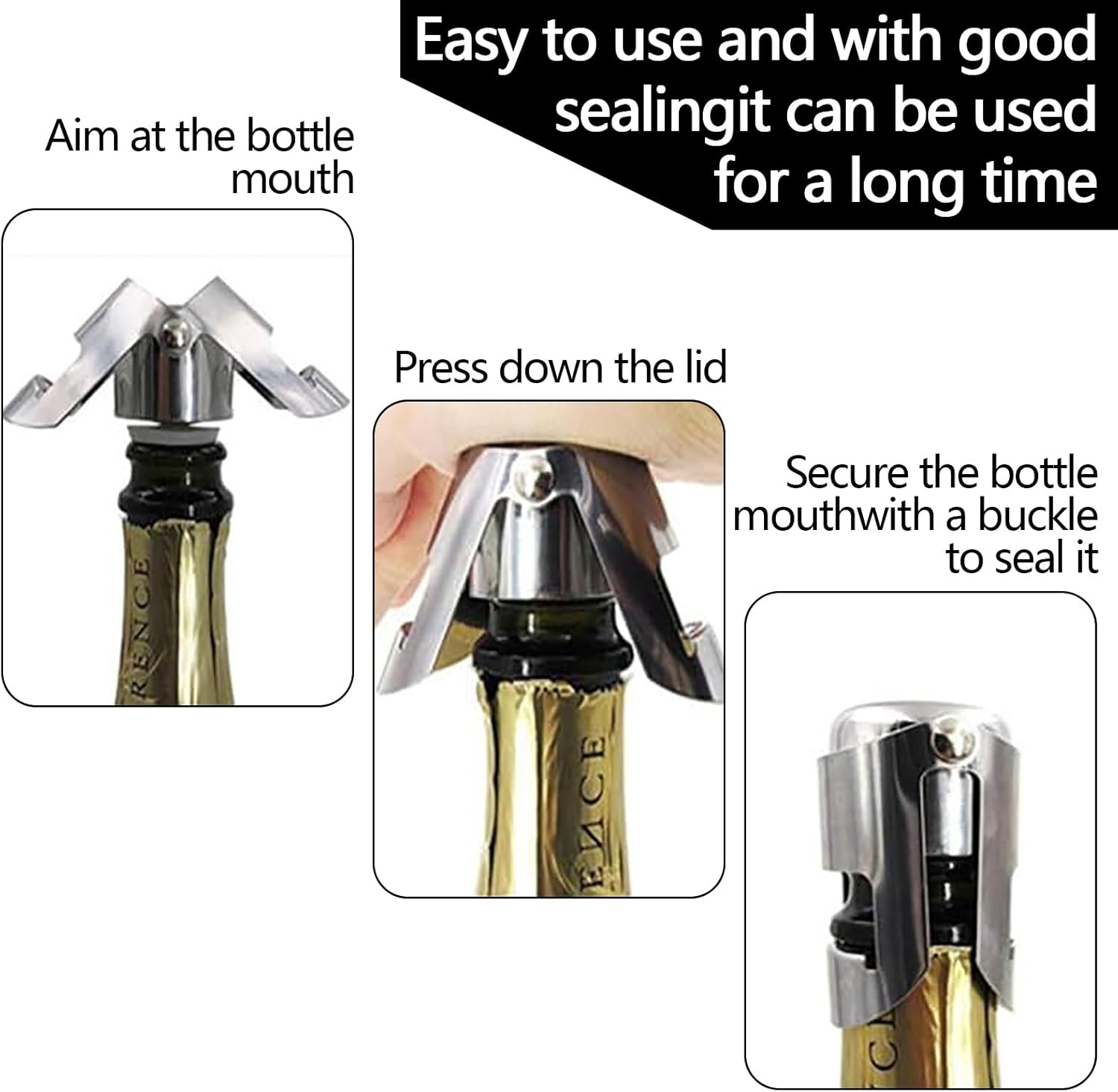 2 Pcs Champagne Stoppers,Stainless Steel Champagne Bottle Stopper with Airtight Vacuum Seal,Sparkling Wine Stopper, Prosecco Stopper & Wine Bottle Stoppers for Wine Bottles