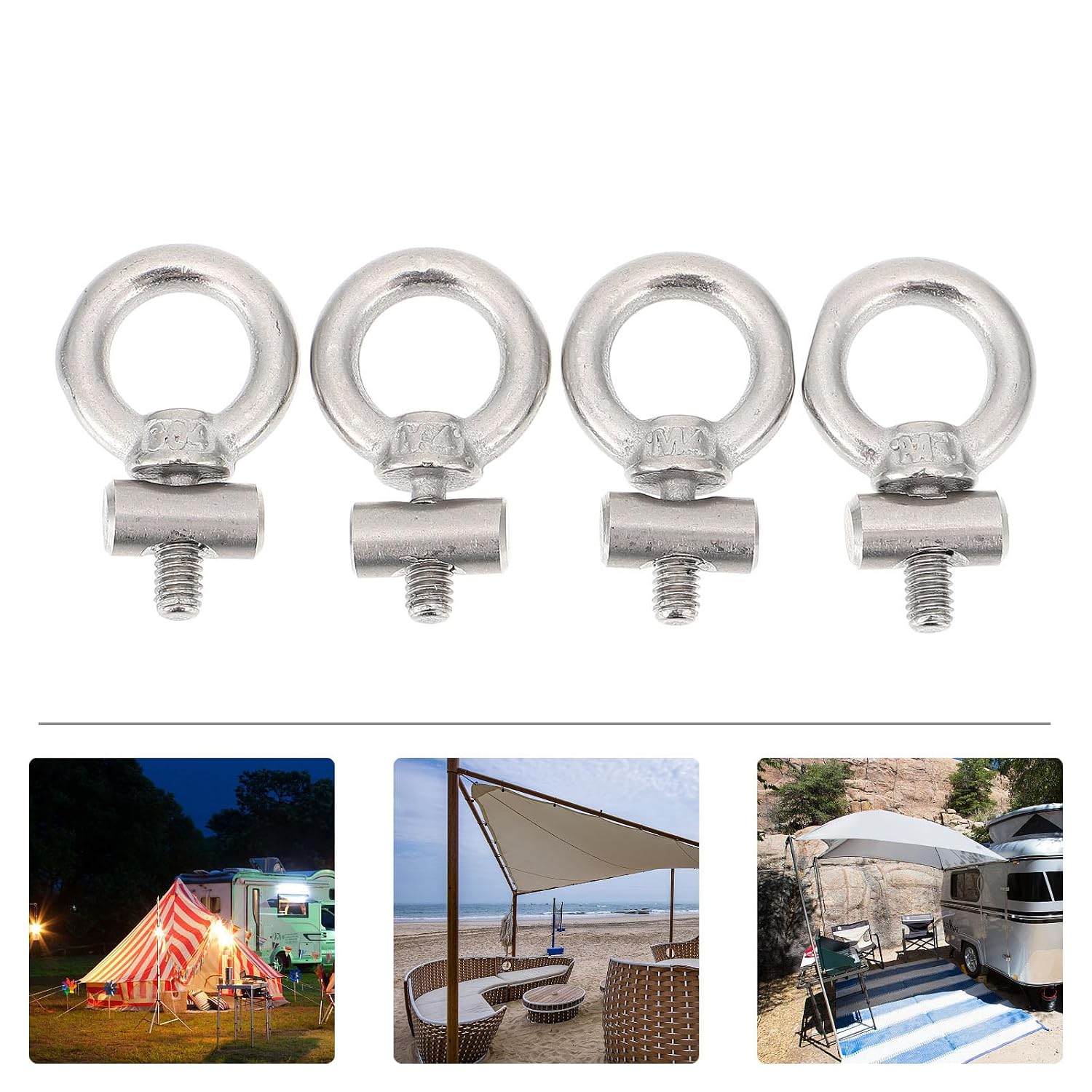 KOMBIUDA 4pcs 304 Stainless Steel Lifting Eye Nut Ring-Shaped Threaded Nuts with Screws for Industrial Fastening and Heavy-Duty Load Applications