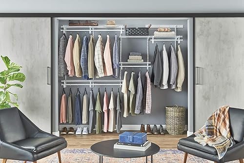 Miniatura 10 de ClosetMaid ShelfTrack - Sistema organizador de alambre para armario, ajustable de 5 a 8 pies, con estantes, barras de ropa, herrajes, acero