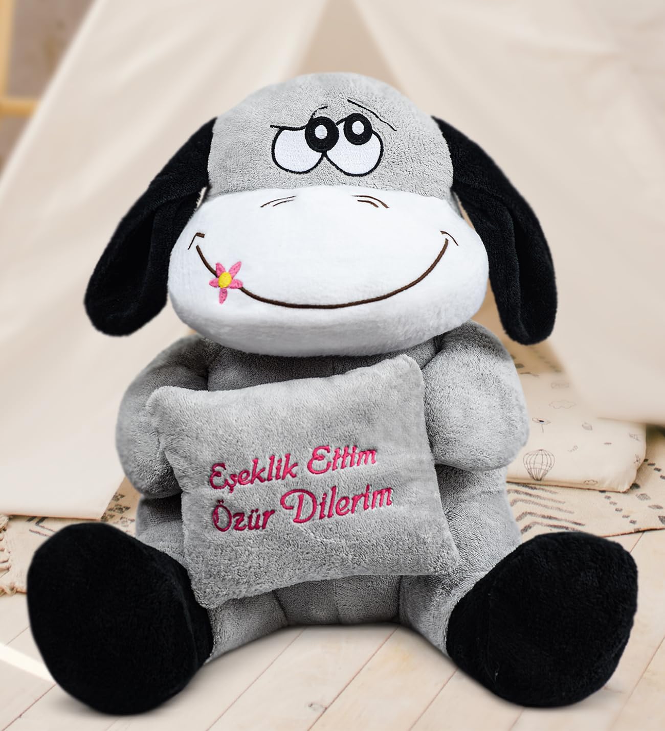 Özgüner Oyuncak Özür Dilerim Eşeklik Ettim,Eşek,Yastıklı Pelüş Eşek,Eşek,PElüş Eşek,HEdye Eşek,Yılbaşı Hediyesi