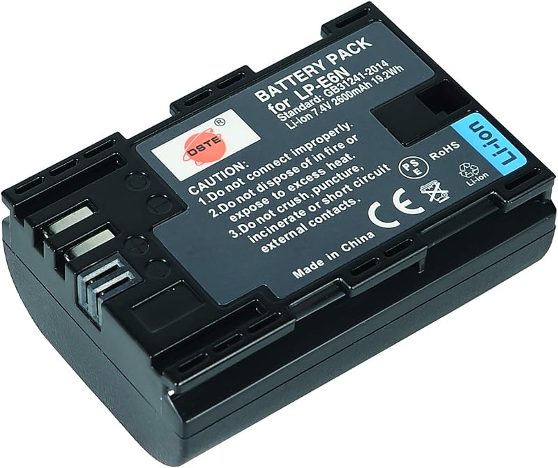 DSTE 2db Li-ion Akkumulátor + Micro USB Töltő Canon EOS R5 R6 5C XC10 XC15 LP-E6N