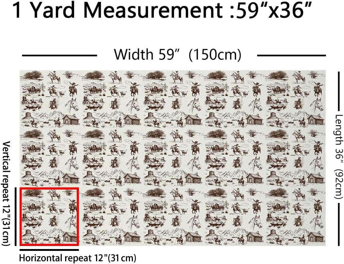 Vintage Western Cowboy Fabric by The Yard 5 Yard, Galloping Horse Upholstery Fabric for for Chairs Western Decorative Waterproof Outdoor Fabric Sketch Style Outdoor Fabric