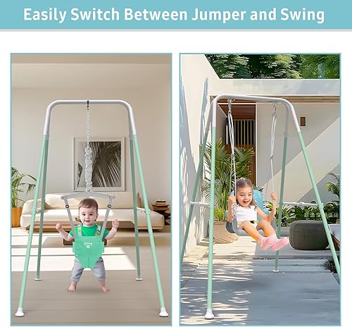 Miniatura 5 de Columpio y jersey de bebé 2 en 1 para niños pequeños, columpio plegable para bebé para uso en exteriores e interiores, fácil de instalar y almacenar