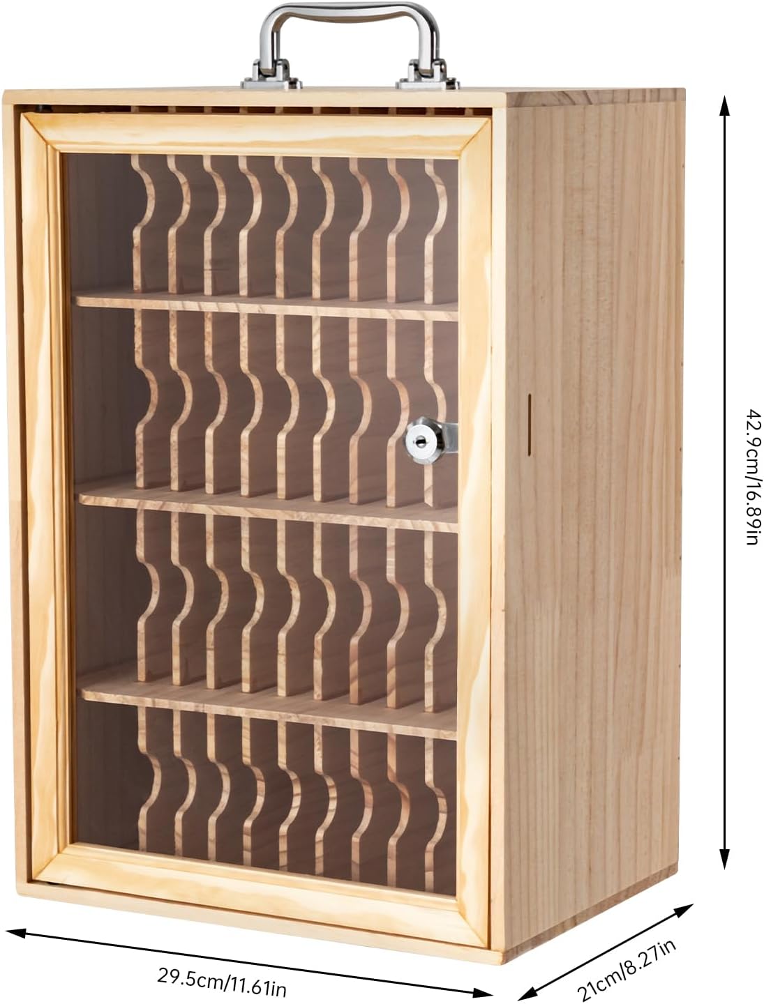 Cell Phone Locker for Classroom, Wooden Cell Phone Storage Cabinet Pocket Chart with Handle and Lock, Cellphone Lock Box Cell Phone Holder for Office Employees Classroom (48 Slots)