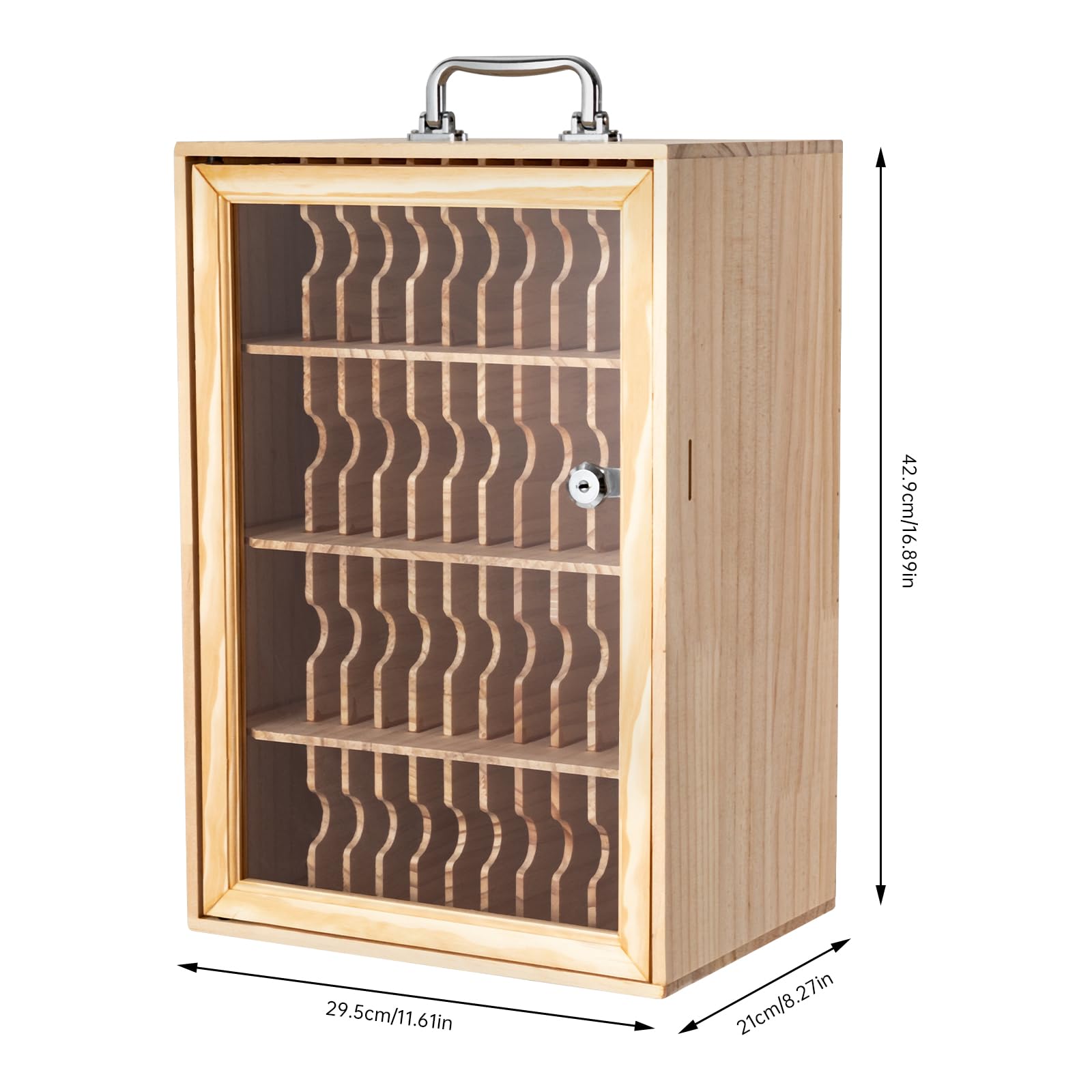 KONGKUNI Cell Phone Locker for Classroom, Wooden Cell Phone Storage Cabinet Pocket Chart with Handle and Lock, Cellphone Lock Box Cell Phone Holder for Office Employees Classroom (48 Slots)