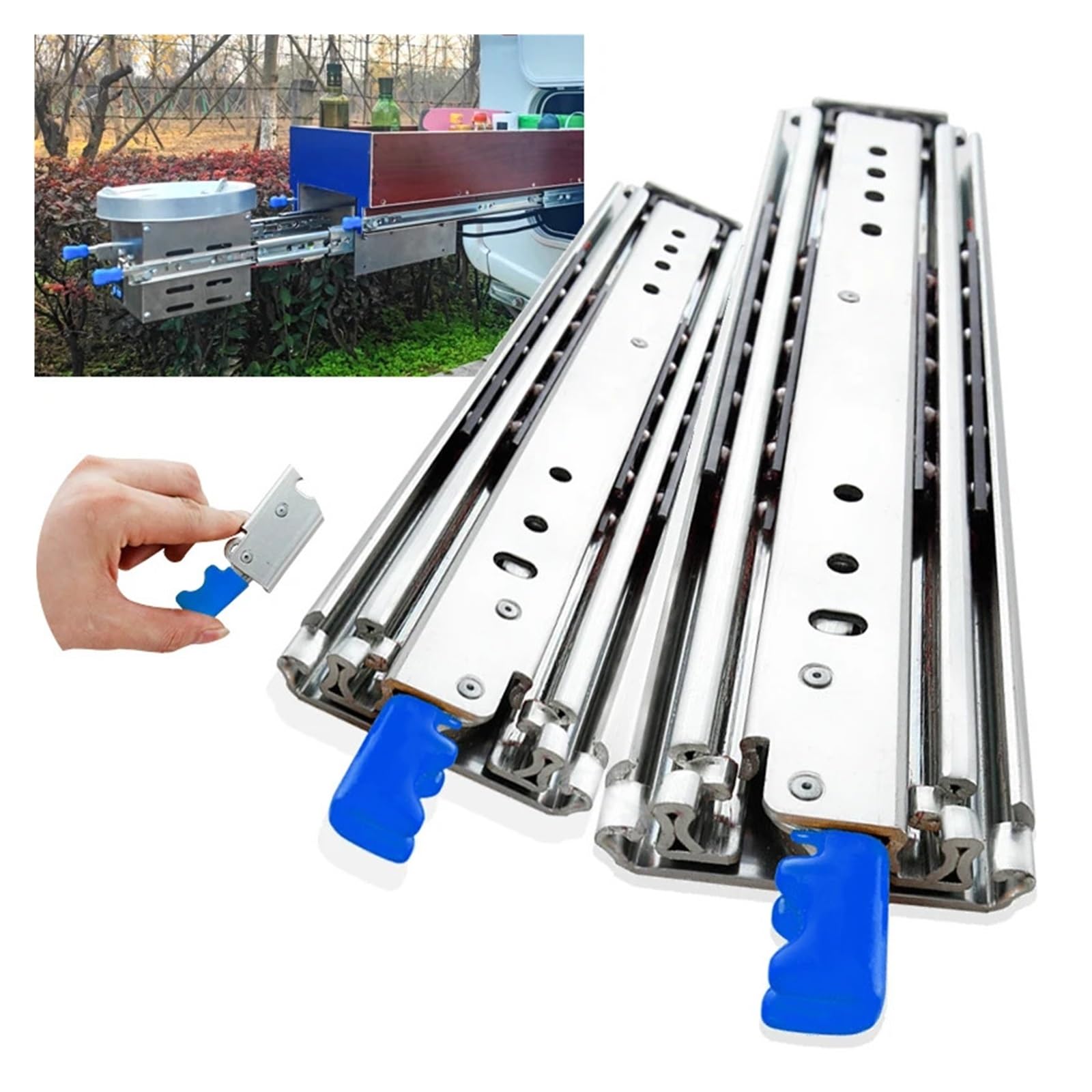 Guide per Cassetti Carichi Pesanti 500 lb, con Serratura, Cuscinetti a Sfera ad Estensione Totale (12-80 pollici), Binario Triplo(18inch(450mm))