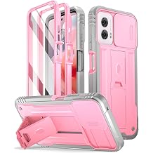 Poetic Revolution Case for Motorola Moto G Power 5G 2024 [Not Fit 2023 Version], [Slide Camera Cover], Full-Body Military Grade Shockproof Cover with Kickstand and Built-in-Screen Protector, Pink