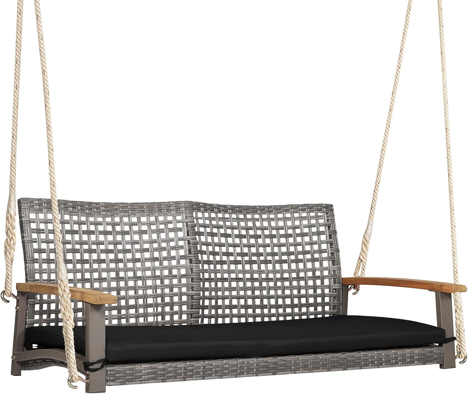 RELAX4LIFE 2Seater Outdoor Porch Swing Patio PE Rattan