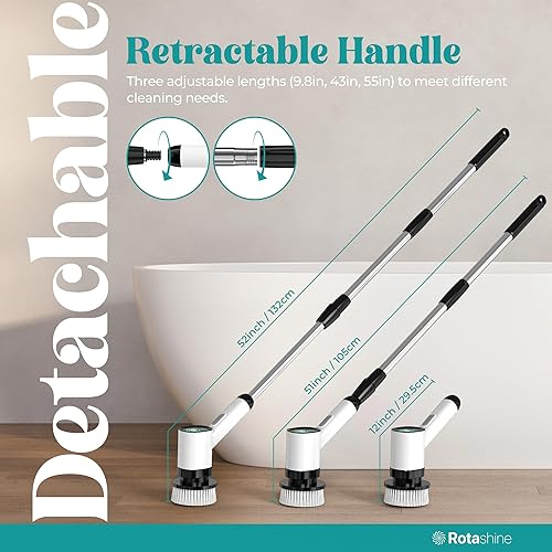 Miniatura 4 de Limpiador eléctrico giratorio  Limpiador eléctrico para limpieza con 7 cabezales reemplazables  Limpiador de bañera impermeable de cuerpo completo