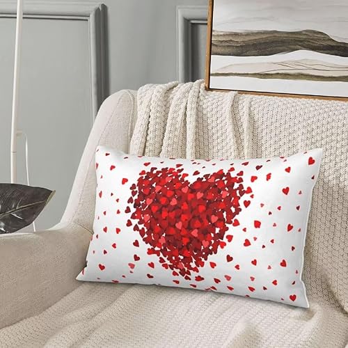 Miniatura 5 de AEIOAE Juego de 2 fundas de almohada de San Valentín de 12 x 20 pulgadas, almohadas de corazón rojo de amor de algodón para decoración del día de
