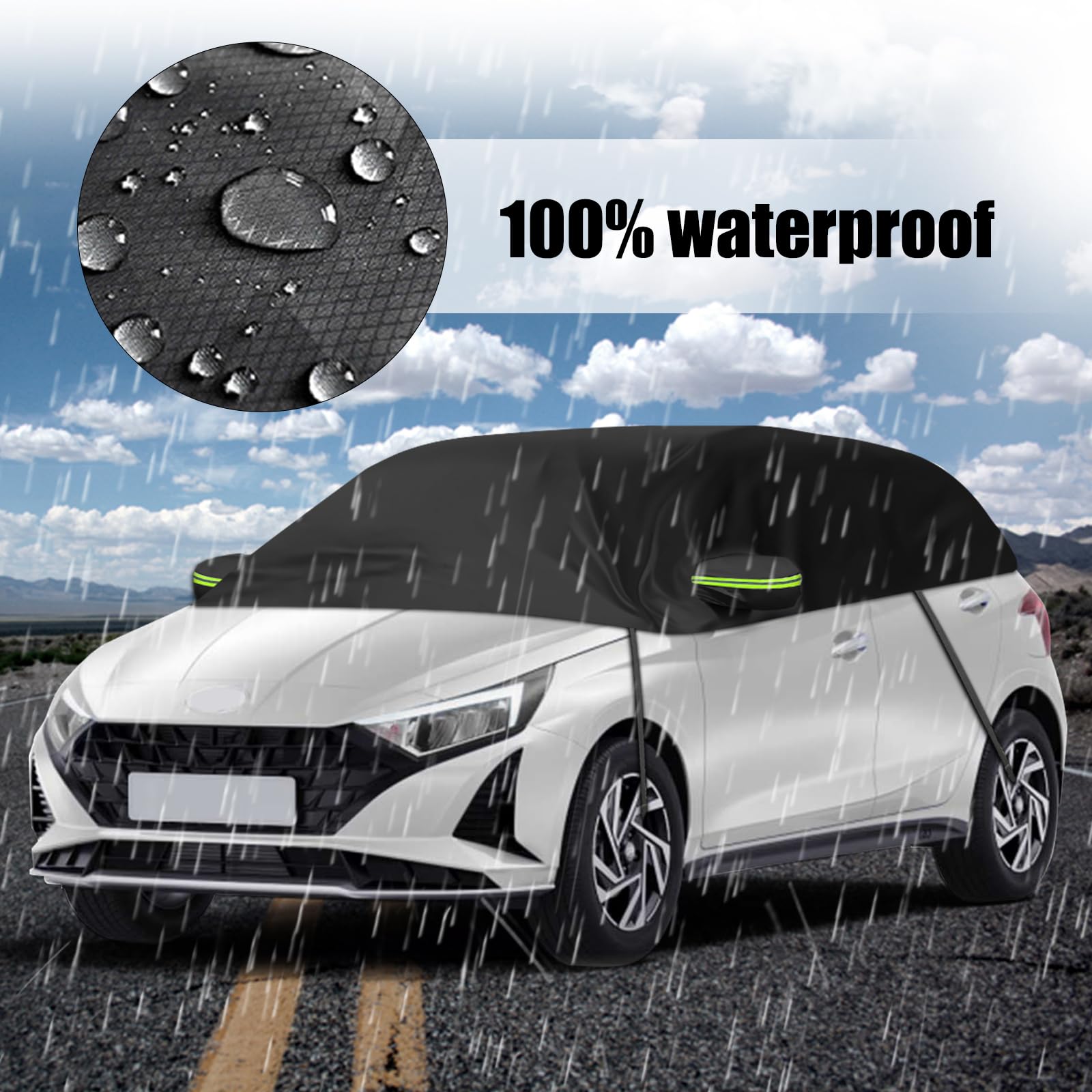 Copertura Auto Impermeabile Sostituzione per Hyundai i20 2008-2025, Copriauto Metà Morbida per Tetto Auto, Mezzo Garage Telone, Copertura Antivento per Tutte Stagioni, Resistente raggi UV