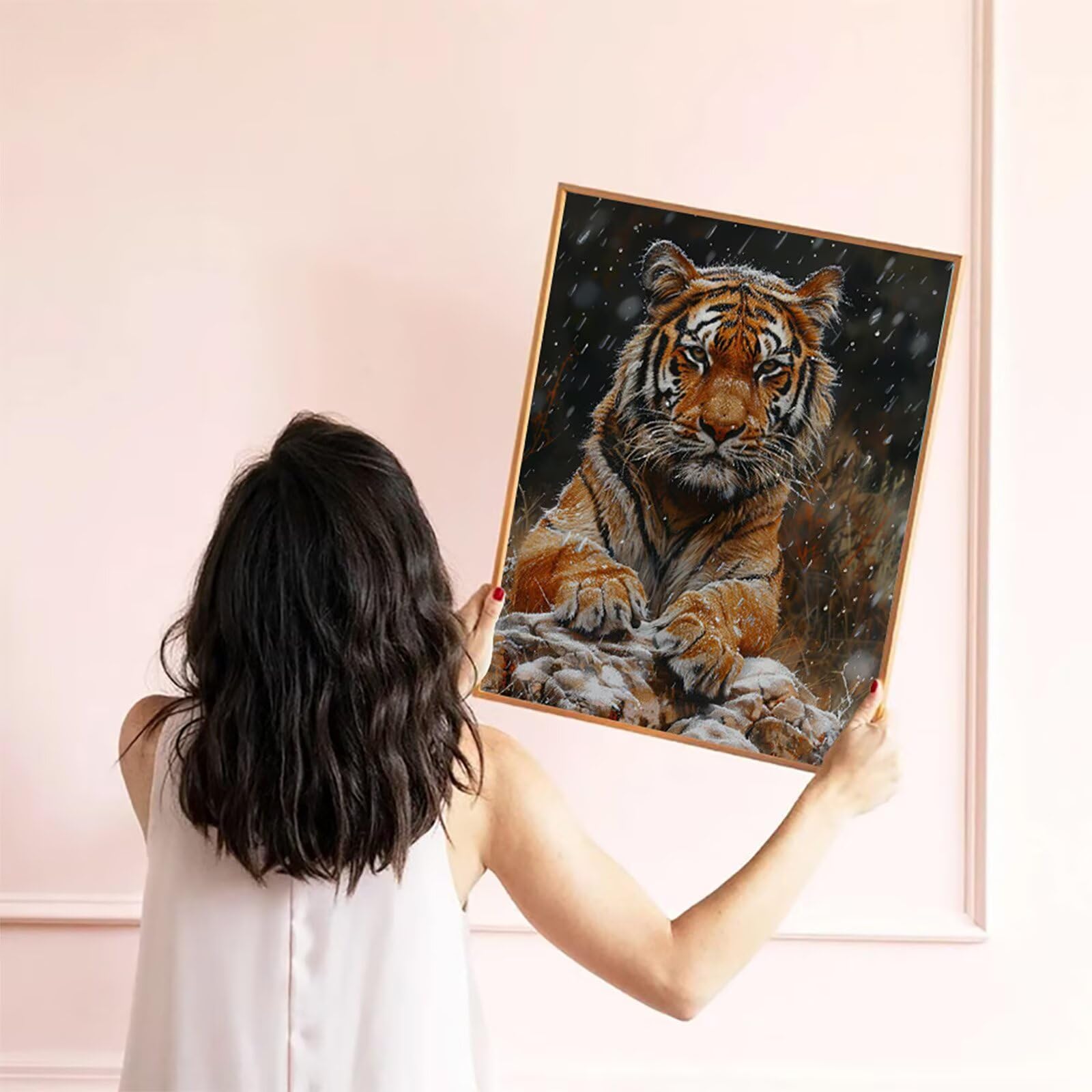 5D DIY diamentowe malowanie tygrysem, diamentowe malowanie pełny zestaw dla zwierząt, kreatywne hobby kryształowe diamenty dla dorosłych, haft krzyżykowy rękodzieło, obrazy z koralikami na prezent 100