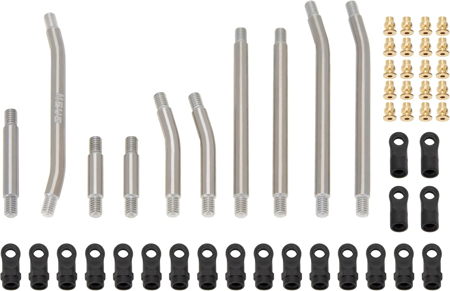MEUS Racing SCX24 Links Metal High Clearance Chassis Links & Steering Links Set for Axial SCX24 Lexus GX470 1/24 RC Crawler(Titanium Alloy)