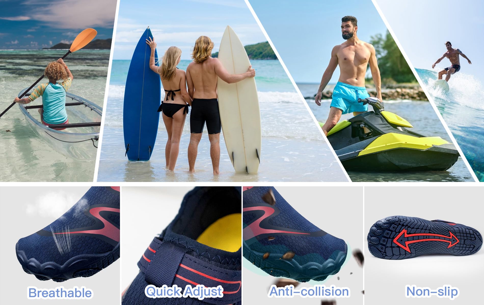 Zapatos Acuáticos para Mujeres, Zapatos de Surf de Playa Descalzos, Calcetines de Yoga de Secado Rápido