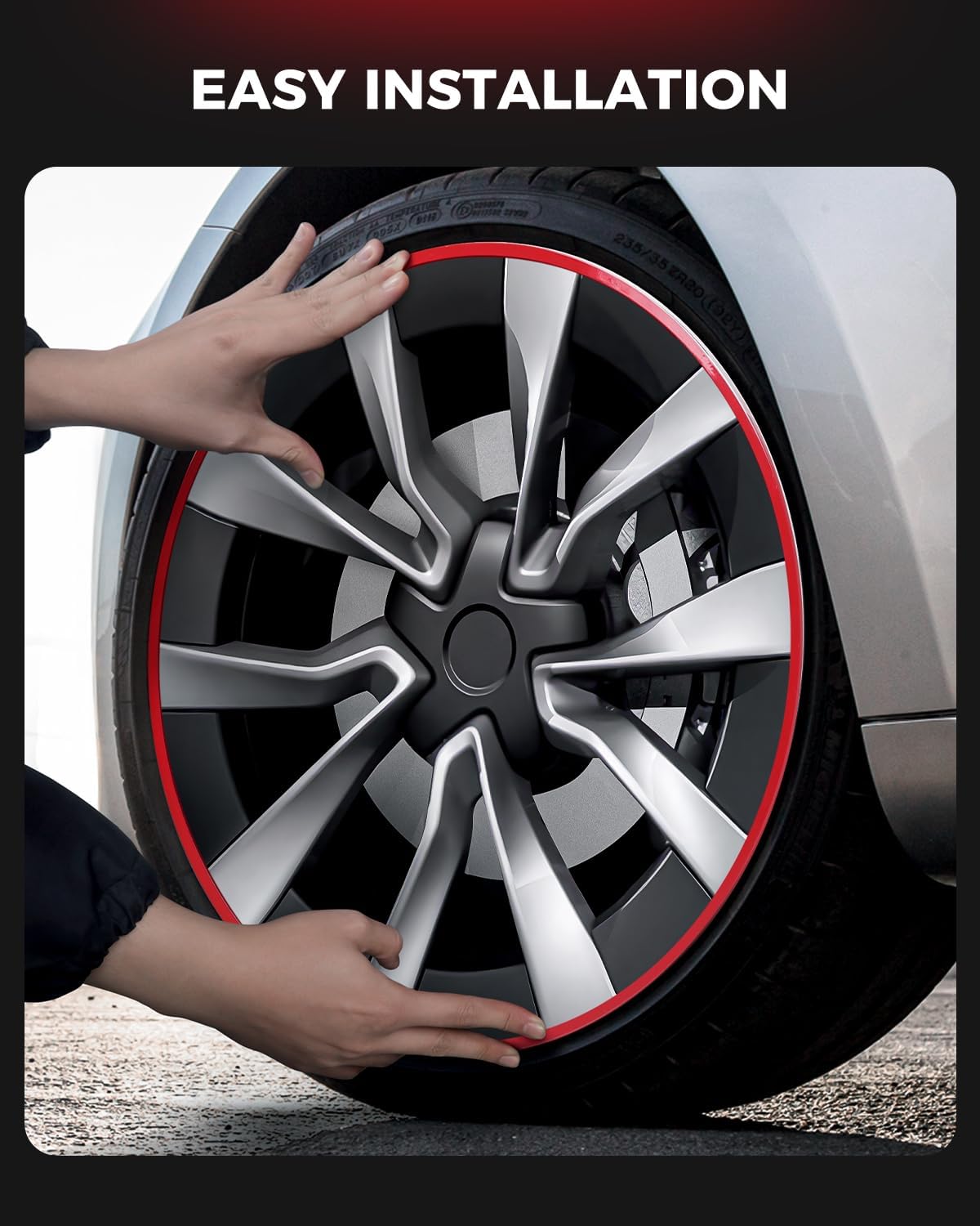 Metal Wheel Rim Protector - Strips for Curb Rash Prevention - Set of 4 (Black, 20'')