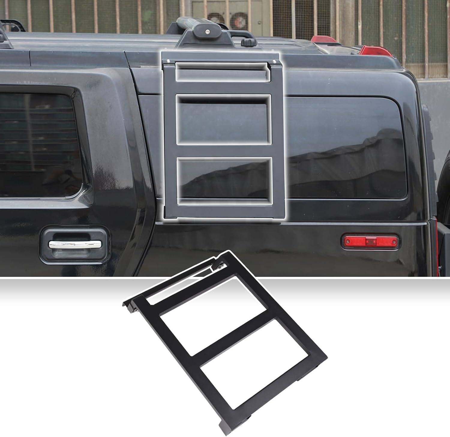Rear Side Window Ladder Compatible with Hummer H2 2003-2009, Roof Rack Ladder Luggage Carriers, Car Body Climbing Ladder Mount Bracket, Aluminum Alloy (Left)