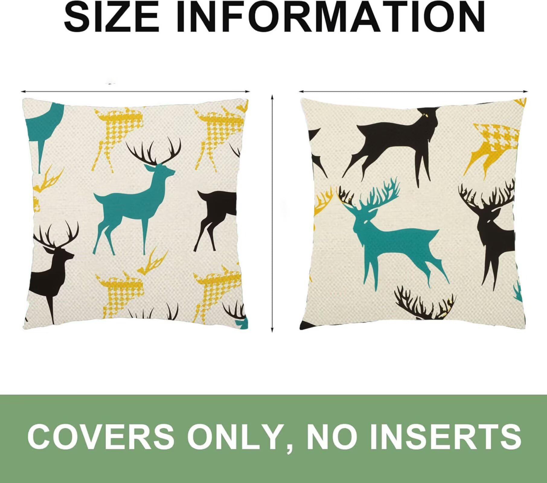 Cuscini Per Divano 60x60cm Set di 4 Cuscini da Esterno Divano Modello Cuscino Esterno Decorativo in Piazza Estate Lino Impermeabile Cuscino Outdoor Pillowcase, Decorazione Del Giardino Cervo N-1