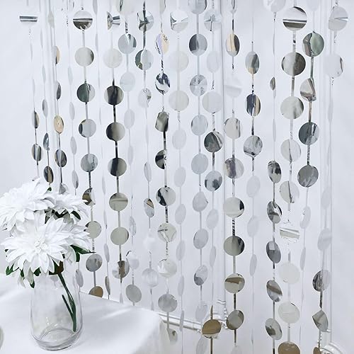 Miniatura 7 de Efavormart - Cortina de cortina para puerta y ventana, cadena redonda plateada, decoración de fiesta de oropel dorado metálico, 3 x 6.5 pies