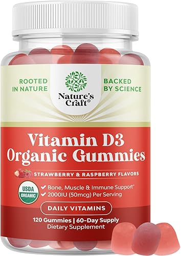 Gomitas orgánicas de vitamina D para adultos Gomitas diarias de apoyo inmunológico con vitamina D3 vegana 2000 UI Gomitas orgánicas de vitamina D3