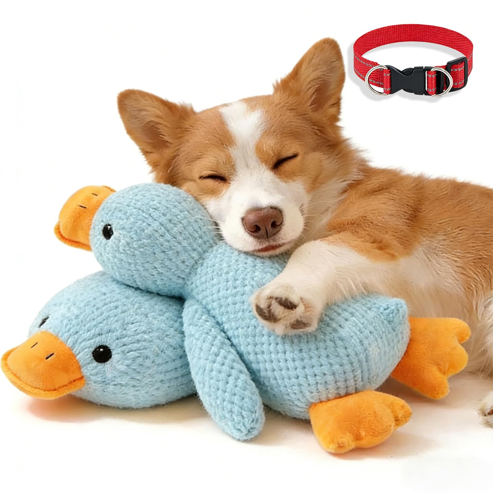 rialgirw Paw Love Calming Duck, 2026 Upgraded Plush Ducks Toy for Dogs, Stuffed Calmings Pillow with Quack Sound, Quacking Ducks Toys, Calming Duck Toy for Dogs (Blue, M(32cm/12“))